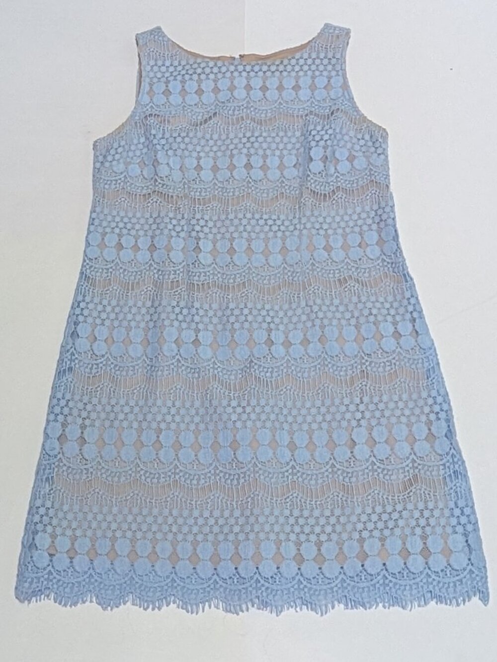 Jessica Howard Women's Blue Lace with Nude Lining Sheath Dress, Size 10 P - Picture 3 of 15